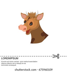 Color image. The head of a cow