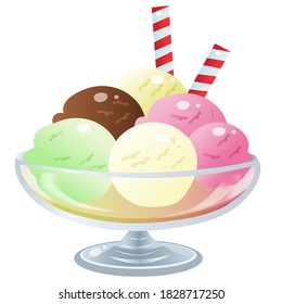 Color image of ice cream on white background. Vector illustration for kids.