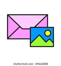 color image icon in the mail, mms