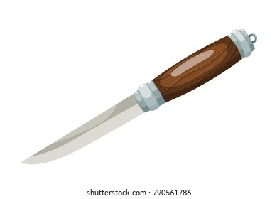 Color image of a knife on a white background. Vector illustration Cartoon style knife