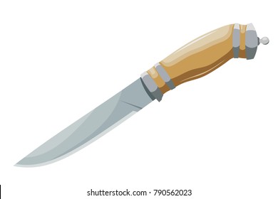 Color image of a knife on a white background. Vector illustration Cartoon style knife