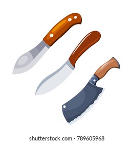 Color image of the knife. Vector illustration of a simple knife in Cartoon style on a white background.