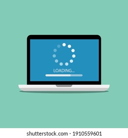 color image of laptop on green background, vector illustration