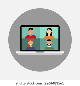 Color image of laptop. Vector illustration