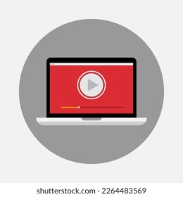 Color image of laptop. Vector illustration