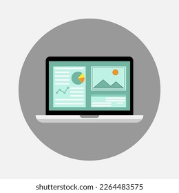Color image of laptop. Vector illustration