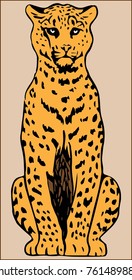a color image of a leopard of a predatory animal on a beige background
