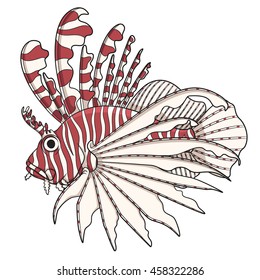 Color image lionfish. Vector objects on a white background. 