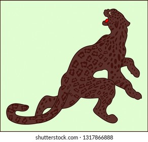 color image of a mammal predatory animal panther on a green background
