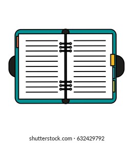color image notebook opened with text information