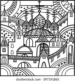 color image of an old Russian fairy-tale town