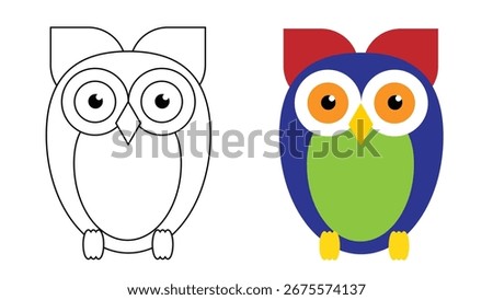 Color the Image of the Owl Educational Game for Children. Games and leisure coloring activity for a child vector art