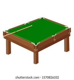 Color image of pool table on white background. Sports equipment. Billiards. Vector illustration.