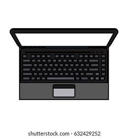 color image realistic top view laptop computer tech device