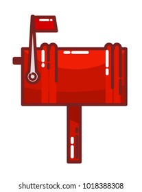 Color image of a red mailbox icon on a white background. Vector illustration