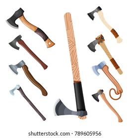 Color image set of ax. Vector illustration of a set of simple axe Cartoon style on a white background.