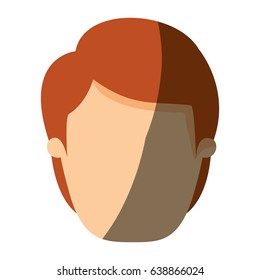 color image shading front view faceless man with brown hairstyle vector illustration