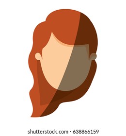 color image shading front view faceless woman with brown wavy side hair vector illustration