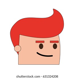 color image side view face cartoon man with expression of satisfaction