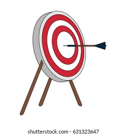 color image side view target in tripod with arrow