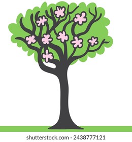 color image of a tree in a simple minimalist style. Template for design, logo, print, icon. object for landscape