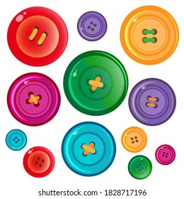 Color images of buttons on a white background. Set of vector illustrations.