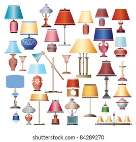 Color images of lamps on a white background