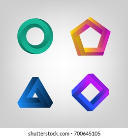 Color Impossible Shapes Set. Creative Figure Business Company Fogo. Vector illustration