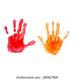 Color imprint of children's hands