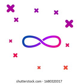 Icono de Infinito de color aislado en fondo blanco. Formas dinámicas aleatorias degradadas. Ilustración vectorial
