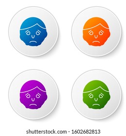 Color Inflammation on face icon isolated on white background. Set icons in circle buttons. Vector Illustration