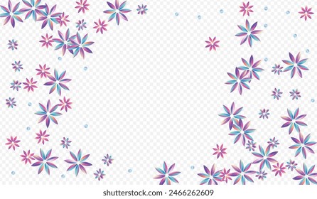 Color Inflorescence Luxury Transparent Background. Light Hibiscus Poster. Fun Holographic Design. Blue and Pink Flower Graphic Texture.