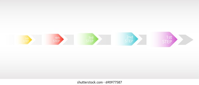 Color infografic arrows point to the map. A template for business graphics with steps. Graps elements, easy design, diagram with 5 steps, parts or processes. Vector illustration. EPS 10.