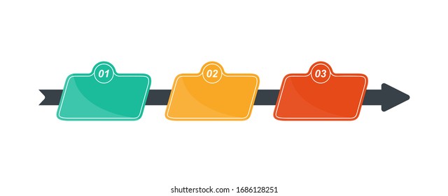 Color infographic for 3 steps, stage or level to illustrate a business plan, reporting, development concept. Simple design, stock vector illustration.