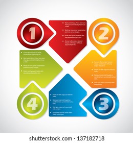 Color infographic background design with options and details