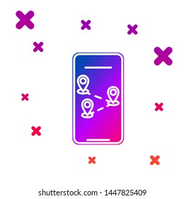 Color Infographic of city map navigation icon isolated on white background. Mobile App Interface concept design. Geolacation concept. Gradient random dynamic shapes. Vector Illustration