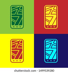 Color Infographic of city map navigation icon isolated on color background. Mobile App Interface concept design. Geolacation concept.  Vector Illustration