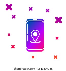 Color Infographic of city map navigation icon isolated on white background. Mobile App Interface concept design. Geolacation concept. Gradient random dynamic shapes. Vector Illustration