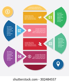 Color infographic element. Steps and icons. Vctor illustration.