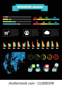 Color infographic elements on black