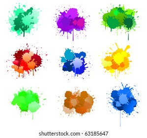 Color ink blots isolated on white for design. Jpeg version also available in gallery