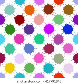  Color Ink Blots Seamless Background. Pattern in swatches panel.