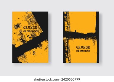 Color ink brush stroke banner on white background. Japanese style. Vector illustration of grunge stains