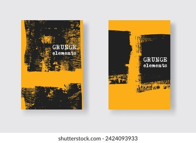 Color ink brush stroke banner on white background. Japanese style. Vector illustration of grunge stains
