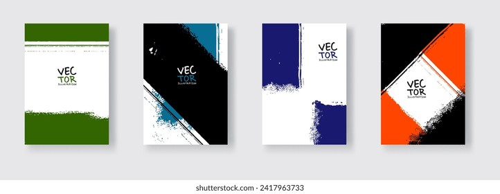 Color ink brush stroke on white backgrounds set. Minimalistic style. Vector illustration of grunge element stains.Vector brushes illustration.
