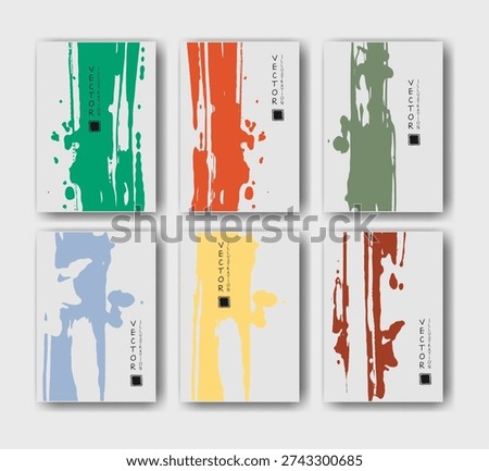 Color ink brush stroke on white background. Japanese style. Vector illustration of grunge wave stains. Vector brushes illustration.