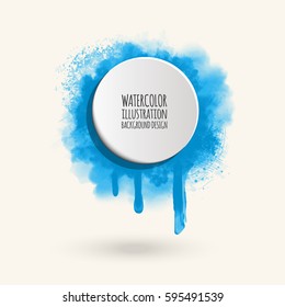 Color Ink round blot stroke on white background. Vector illustration of grunge circle stains