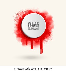 Color Ink round blot stroke on white background. Vector illustration of grunge circle stains