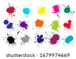 Color ink splashes. Grunge splatters. Abstract background. Grunge text banners