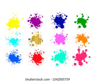 Color ink splashes. Grunge splatters. Abstract background. Grunge text banners